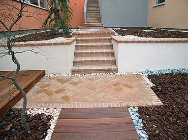 floor of bricks and wood